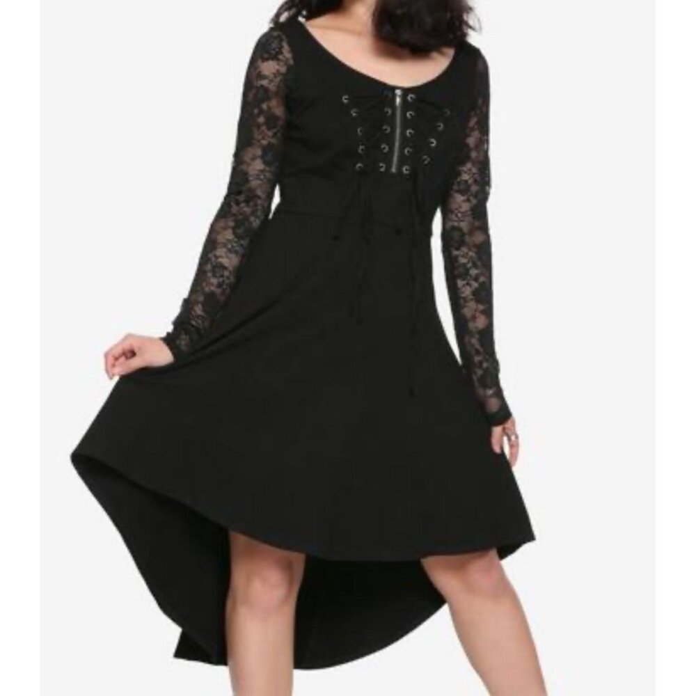 Tripp NYC Black Double Corset Front Hi-Low Hem Dress goth black sz M